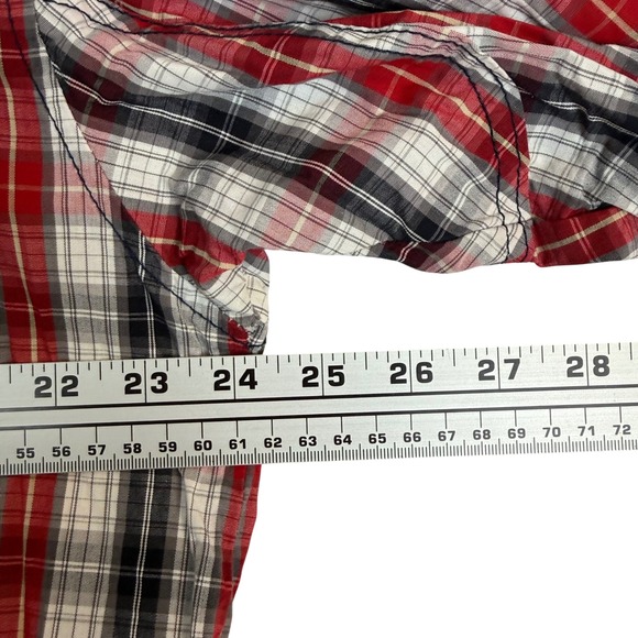Akademiks Mens 2XL Plaid Button Down Shirt Red Black White Long Sleeve Cotton - Picture 9 of 13